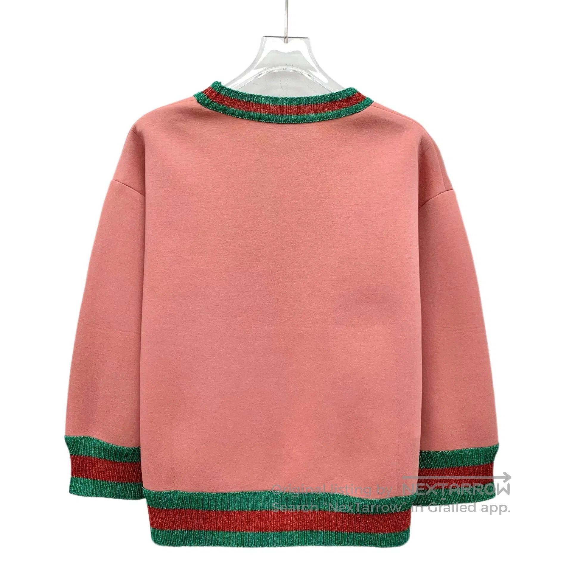 Gucci Guicci Pink Letter Embroidered Cotton Round Neck Long Slee Size S / US 4 / IT 40 - 2 Thumbnail