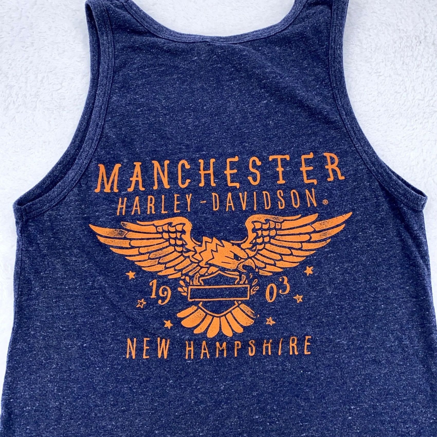 Harley Davidson Harley-Davidson Tank Top Shirt Mens Small Manchester New Hampshire Motorcycle Vintage Theme Graphic Print Eagle Bird USA Crew Neck Sleeveless Size US S / EU 44-46 / 1 - 4 Thumbnail