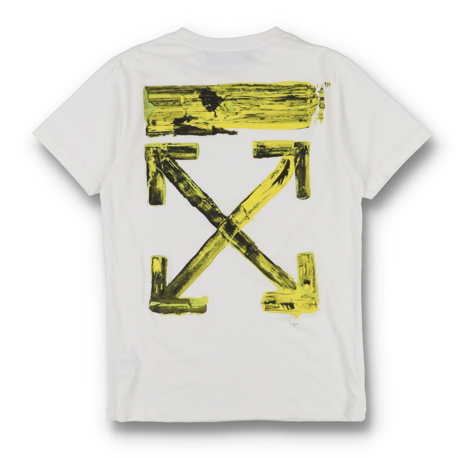 Off-White White and Yellow Acrylic Arrows Logo T-Shirt Size M / US 6-8 / IT 42-44 - 1 Thumbnail