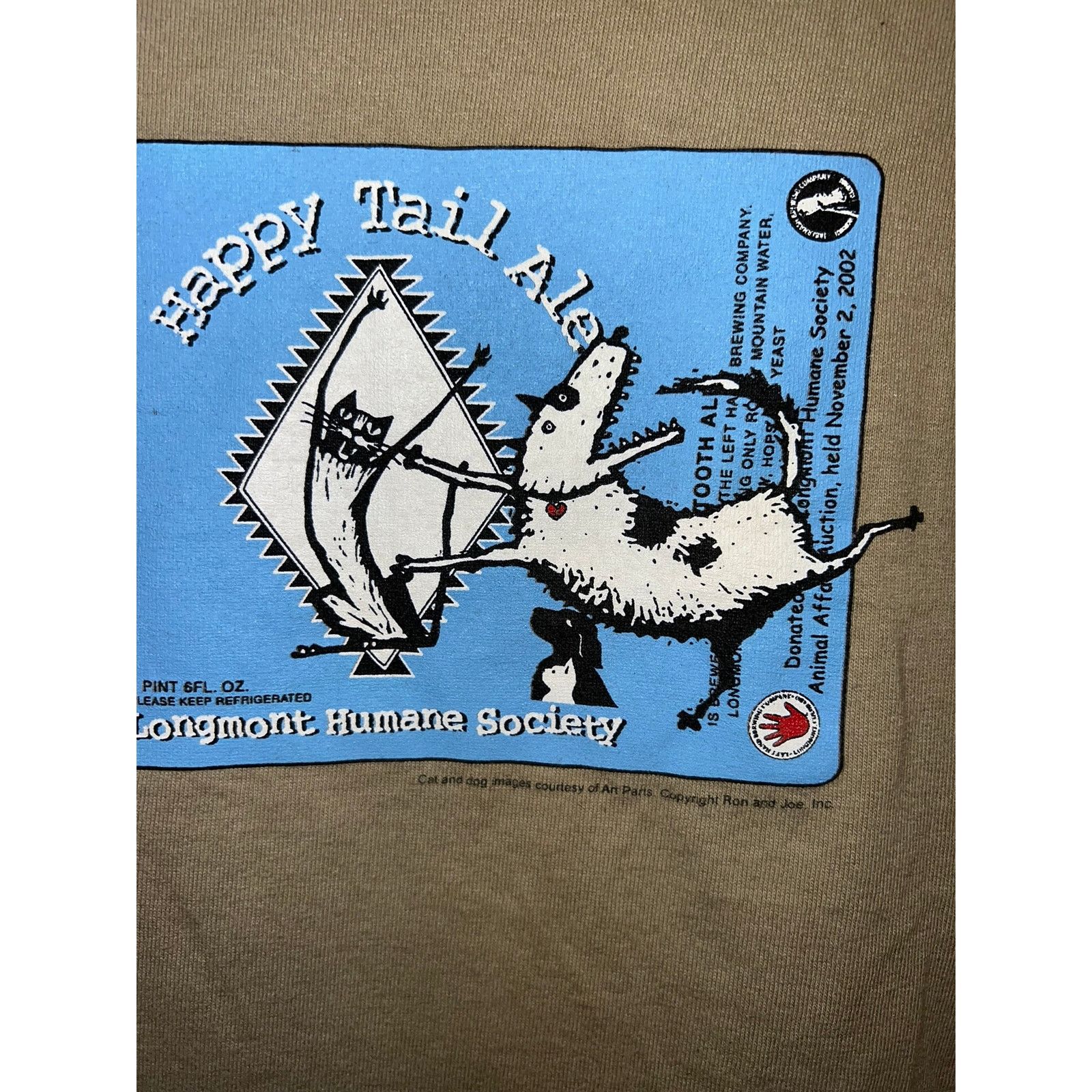 Fruit Of The Loom Vintage Happy Tail Ale Shirt Longmont Humane Graphic Tee L Size US L / EU 52-54 / 3 - 4 Thumbnail