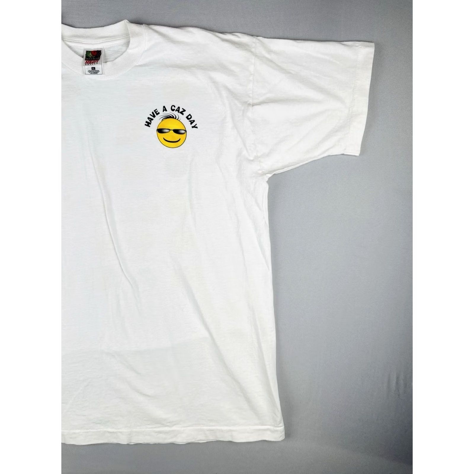 Fruit Of The Loom VINTAGE 90s Have A Day Smiley Face Tshirt XL White Single Stitch Fruit of the Loom Mens Size US XL / EU 56 / 4 - 4 Thumbnail