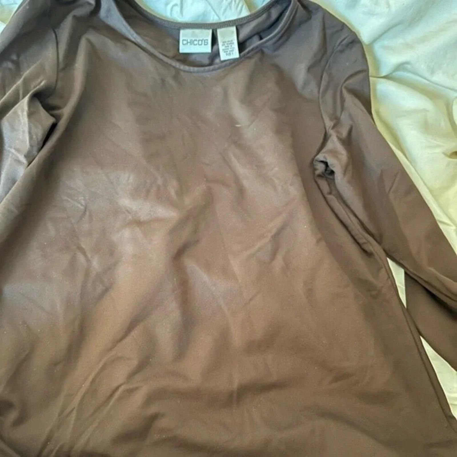 Chicos Chico’s chocolate brown long sleeve top, size 1 (M). Size M / US 6-8 / IT 42-44 - 1 Thumbnail