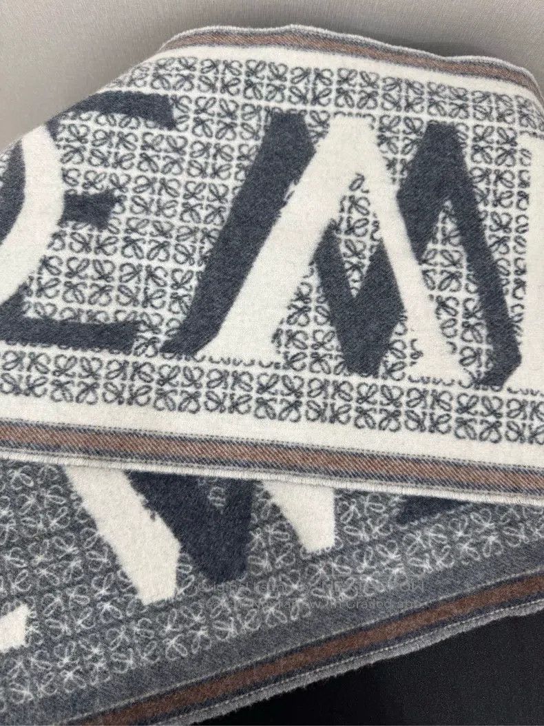 Loewe Loewe size 174*28.5cm Blue Jacquard Fringe Double-sided Woo Size ONE SIZE - 6 Thumbnail
