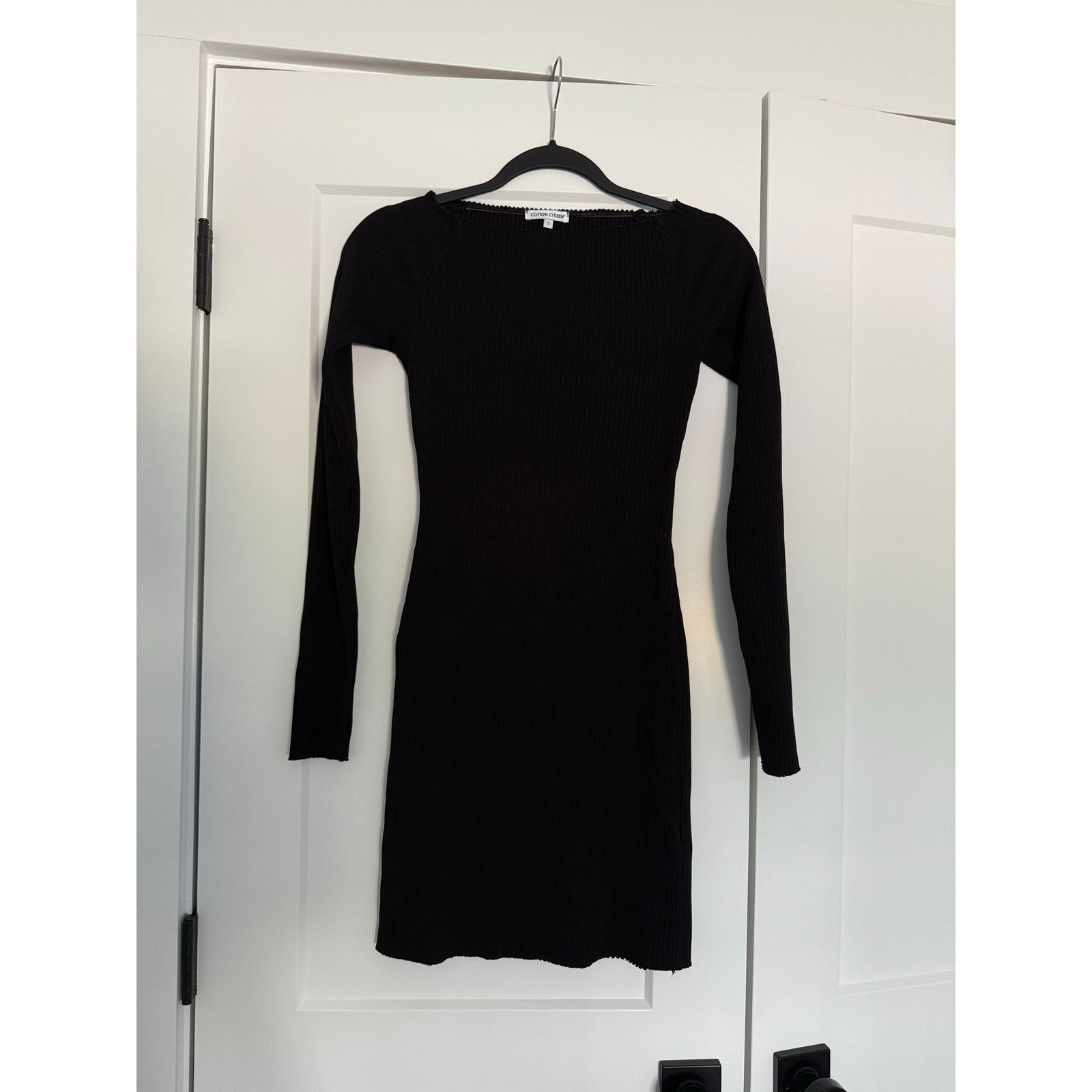COTTONCITIZEN $185 New Cotton Citizen Ribbed Boatneck Mini Dress Black S Size S / US 4 / IT 40 - 2 Thumbnail