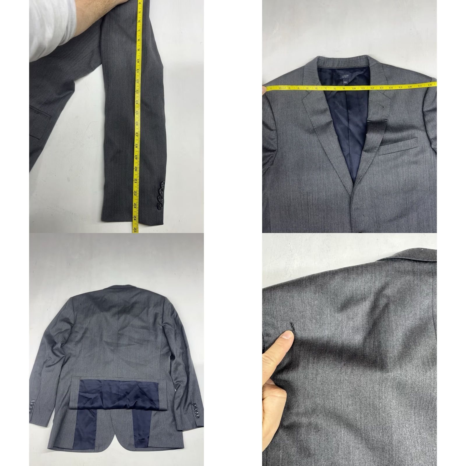 J.Crew J.CREW Ludlow Herringbone Gray 2 Piece Suit Set 42R Pants 32x29 Wool Italian Wool Gray Mens Suit Size 42R - 8 Thumbnail