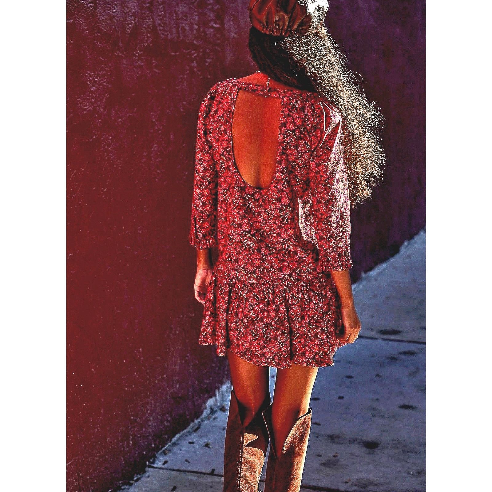 Free People Free People The Avenue Mini Dress Open Back Amaranth Combo L Size L / US 10 / IT 46 - 4 Thumbnail