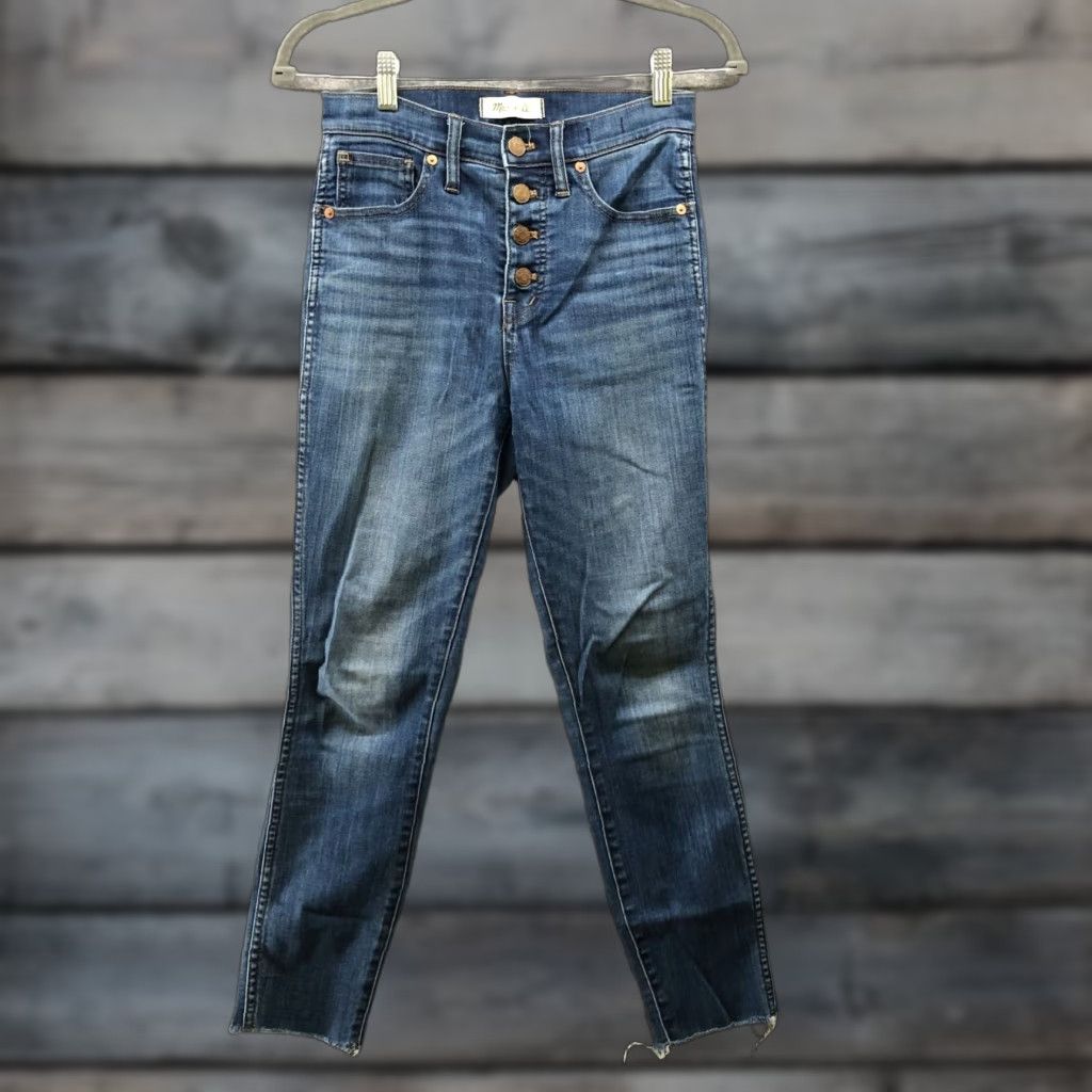 Madewell Madewell Jeans Womens 25 High Rise Skinny Crop 10'' Exposed Button Fly Blue Size 42" / US 20 - 1 Thumbnail