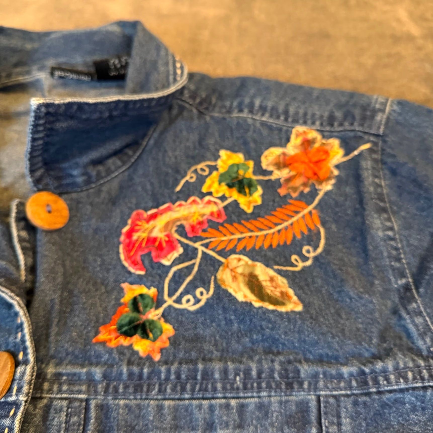 Denime VINTAGE Northcrest Denim Jacket Floral Embroidered Button Front Womens Size 22/24 Size 3XL / US 20-22 - 5 Thumbnail