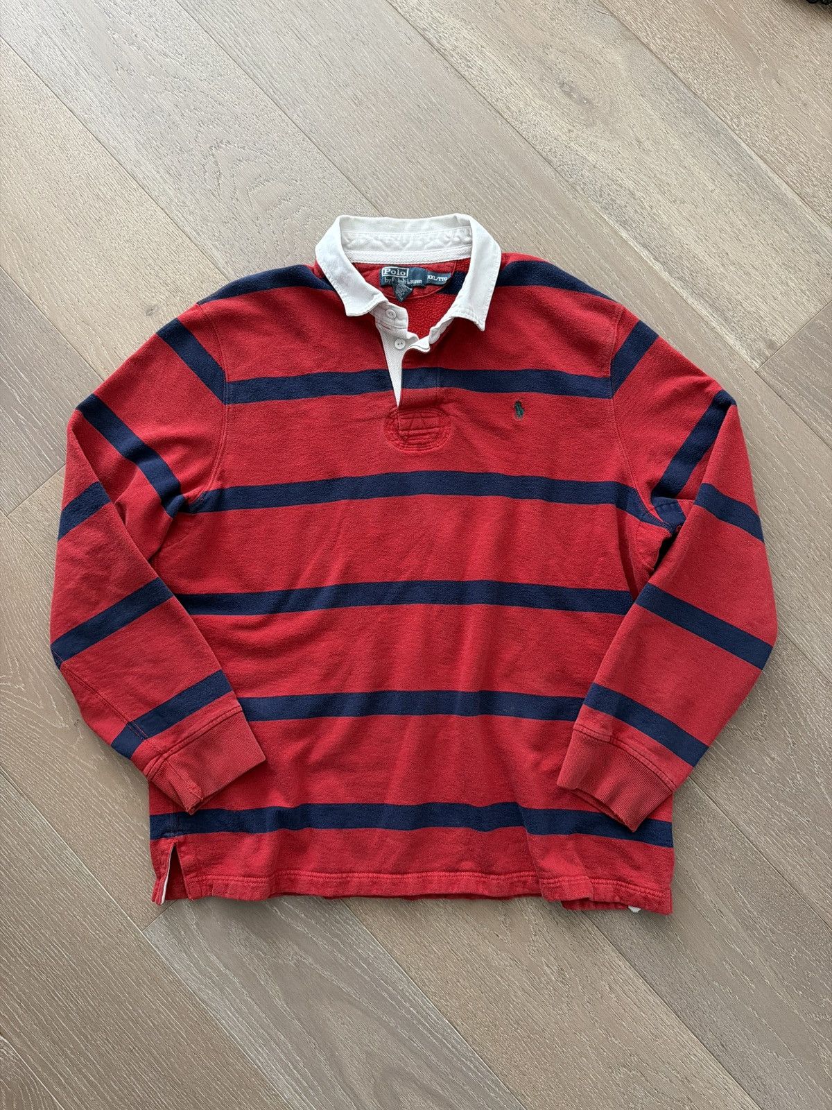 Polo Ralph Lauren Vintage Polo Ralph Lauren Striped Rugby Jersey Shirt Size US XXL / EU 58 / 5 - 1 Thumbnail