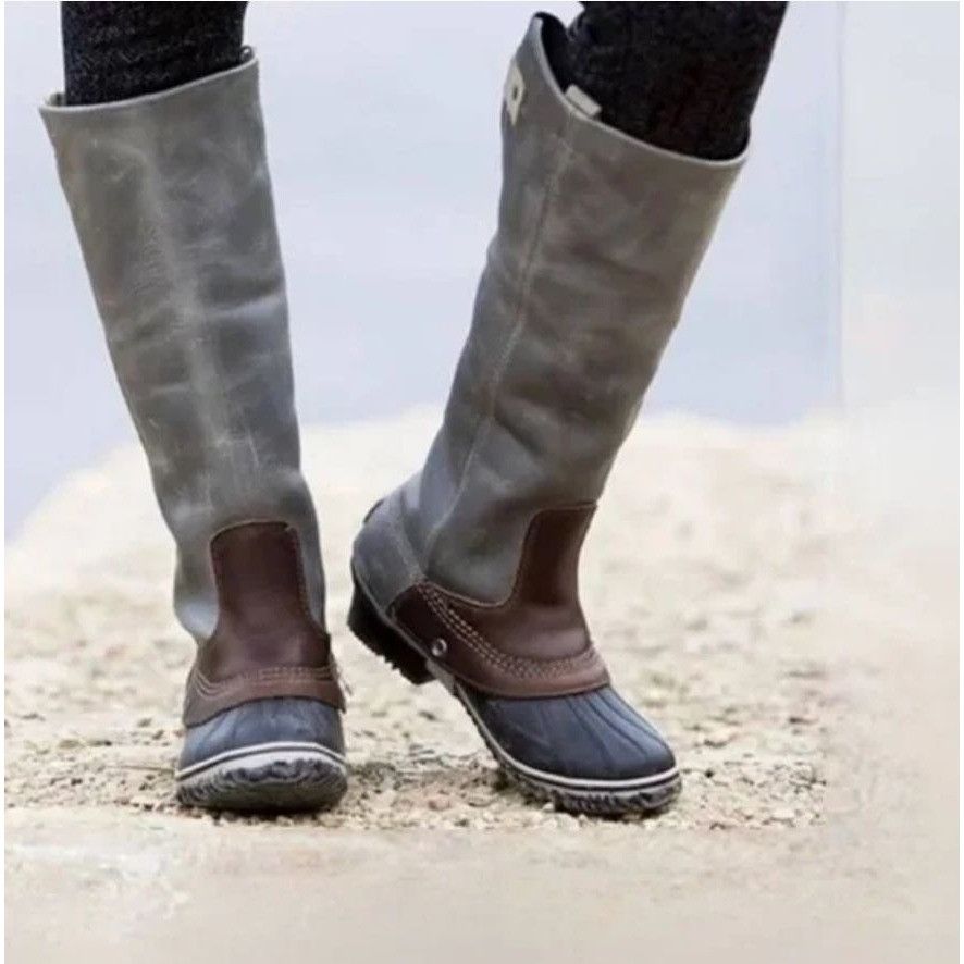 image of Sorel Slimpack Tall 10 Equestrian Riding Boot Shale Gray Wat in Gray Brown, Women's