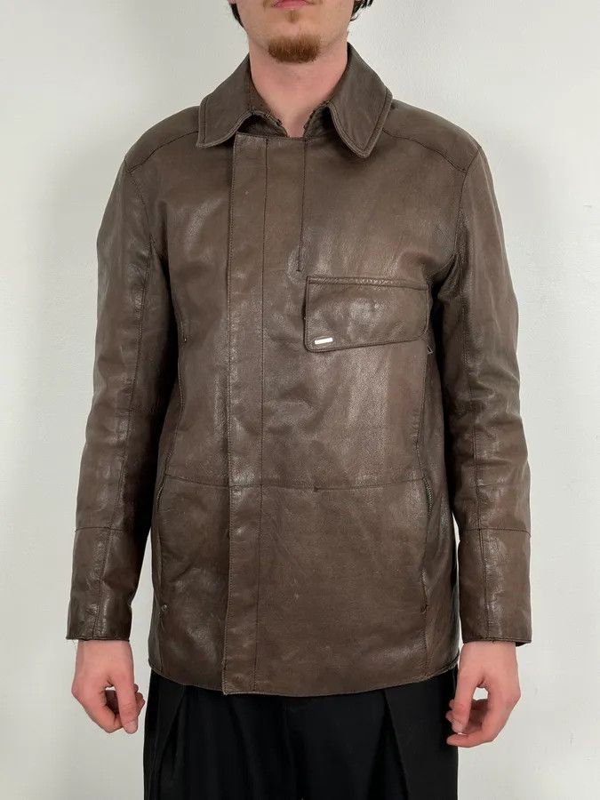 Prada 2000s Prada Brown Avant-Garde Leather Asymmetrical Jacket Size US M / EU 48-50 / 2 - 1 Thumbnail