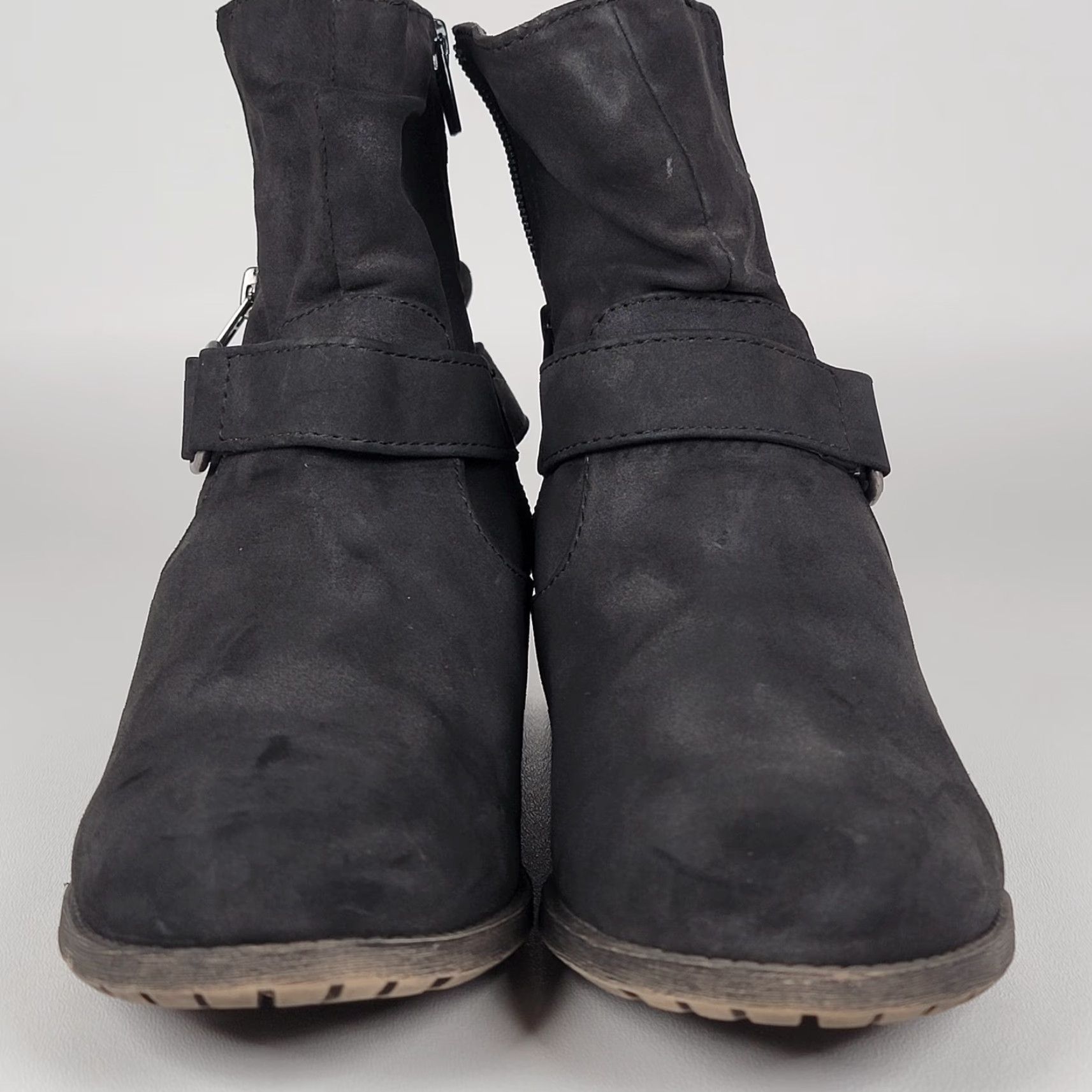 Vintage POP Boots Women’s Size 7.5 Ankle Strap Black Round Toe Zip Biker Style Shoes Size US 8 / IT 38 - 2 Thumbnail