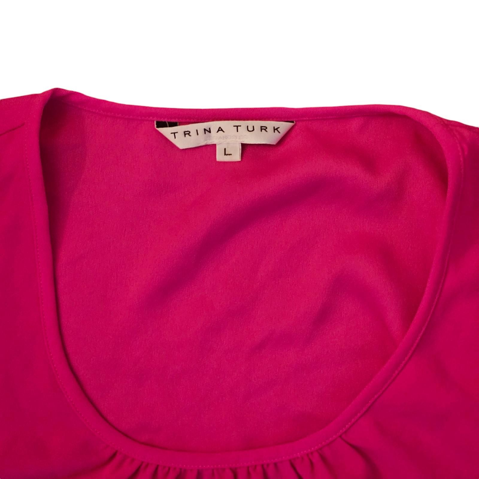 Designer Trina Turk Hot Pink Balloon Sleeve Blouse - Size L Size L / US 10 / IT 46 - 4 Thumbnail