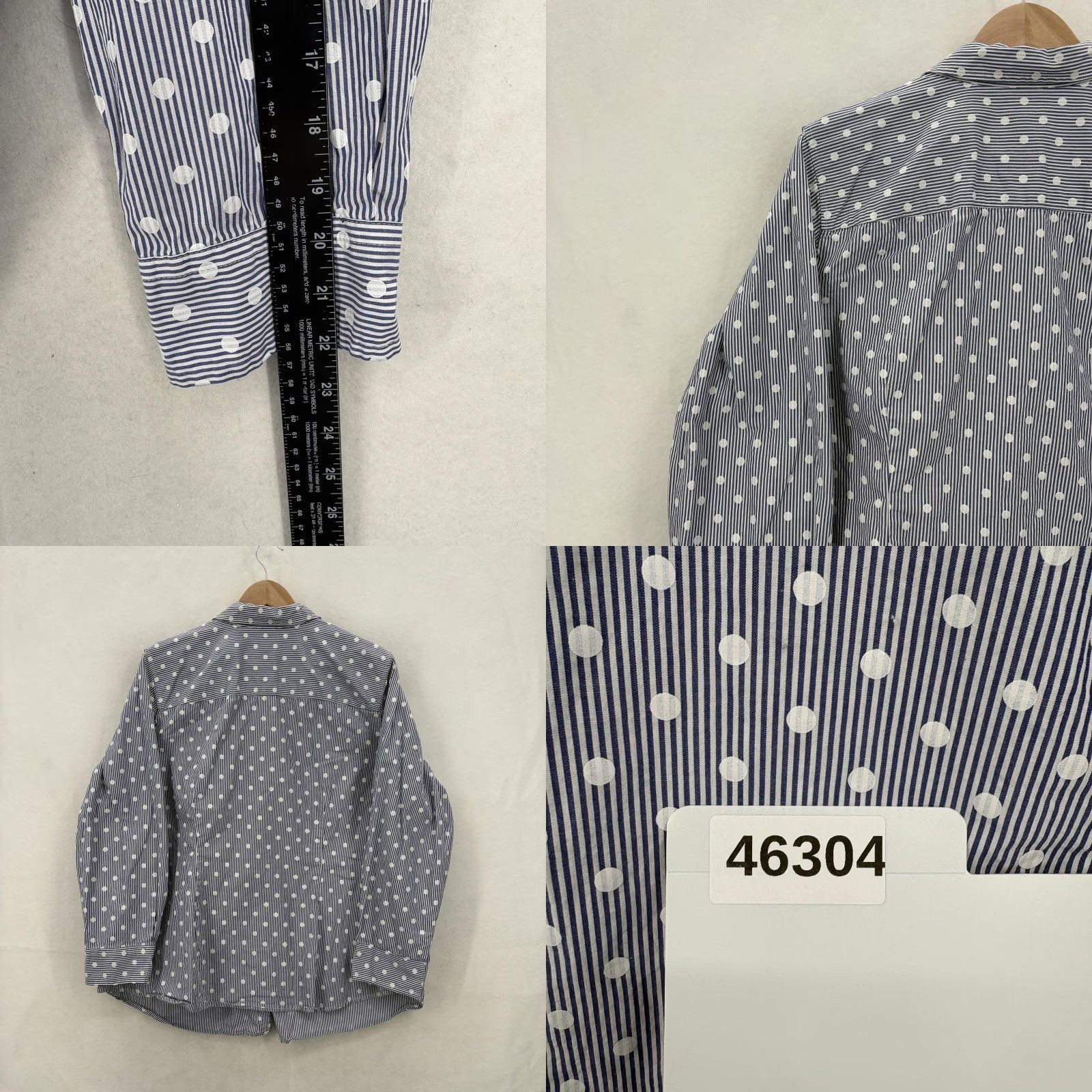 Talbots Talbots Shirt Womens 2X Blue Polka Dot Stripe Button Front Cotton Top Blouse Size XXL / US 16-18 / IT 52-54 - 8 Thumbnail