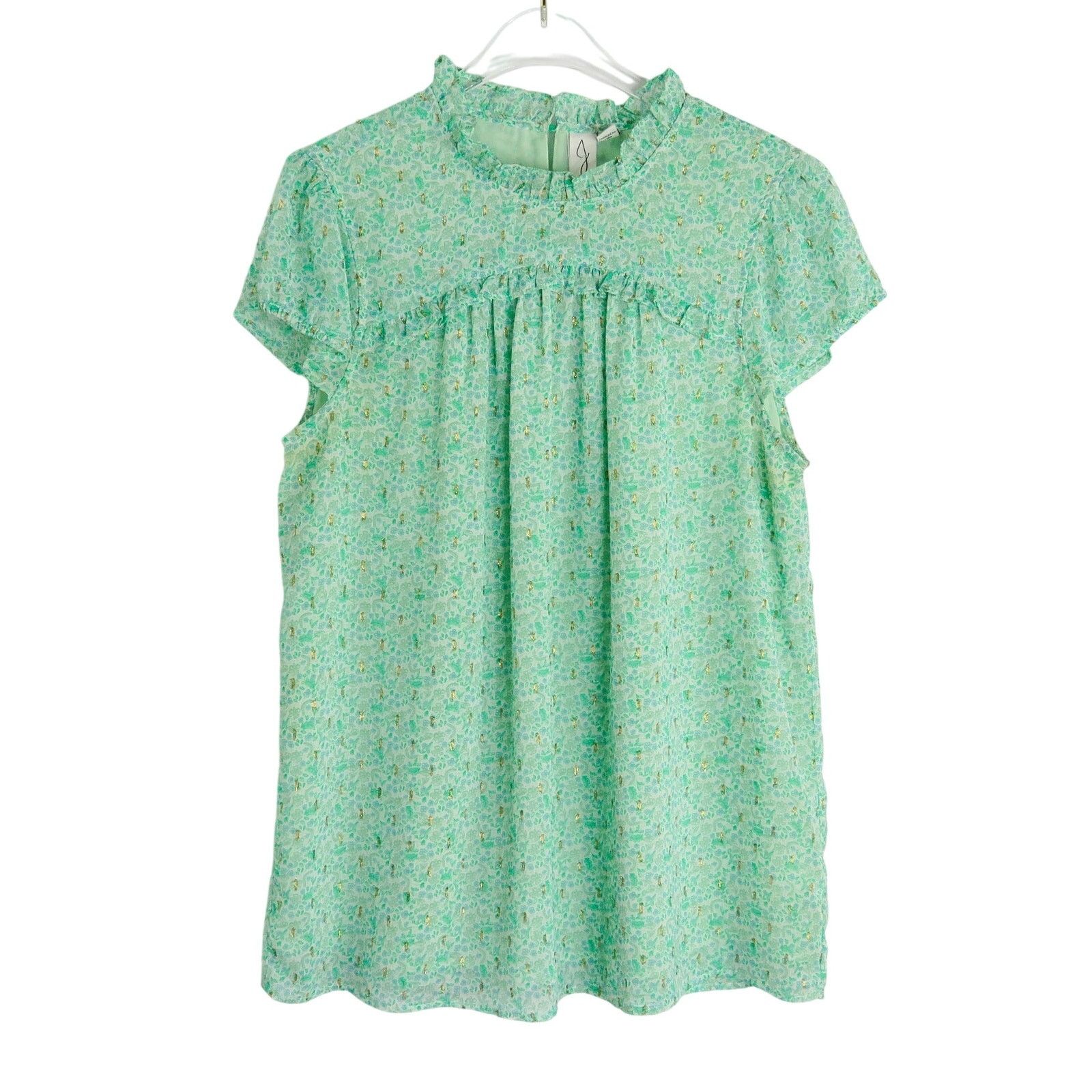 Joie Joie Green Floral Babydoll Blouse Gold Accents Medium Size S / US 4 / IT 40 - 3 Thumbnail