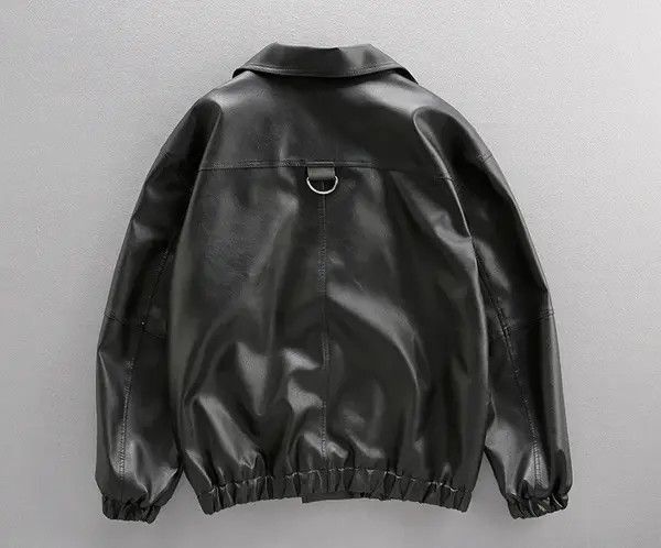 VIBE Oversized waterproof PU leather Jacket zipper loose y2k Size US L / EU 52-54 / 3 - 3 Thumbnail