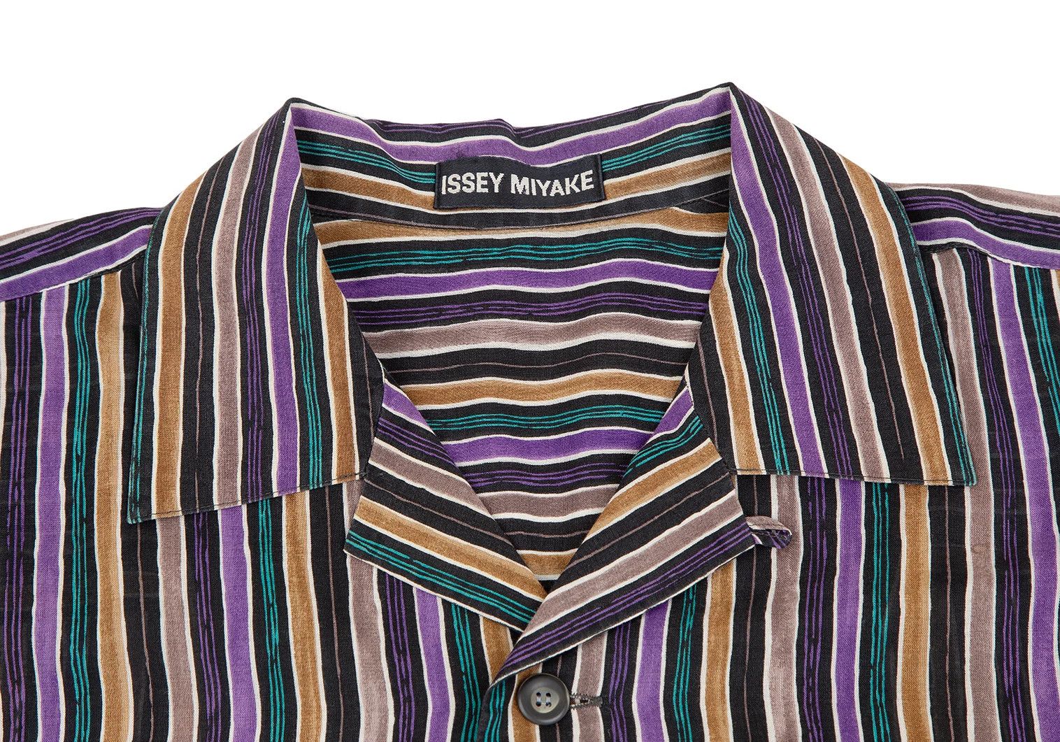 Issey Miyake Cotton Stripe Short Sleeve Shirt Multi M Size US M / EU 48-50 / 2 - 4 Thumbnail