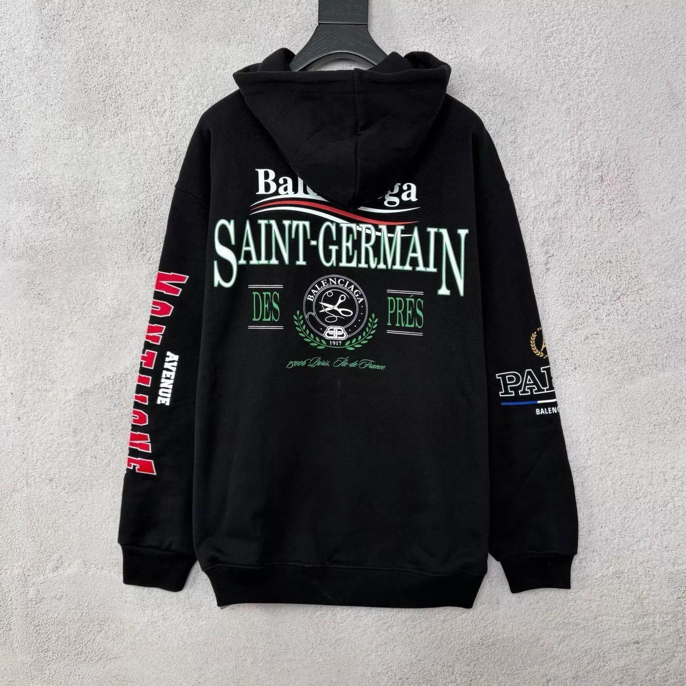 Balenciaga Black Graphic Print Hoodie with Saint-Germain Design Size US M / EU 48-50 / 2 - 1 Thumbnail