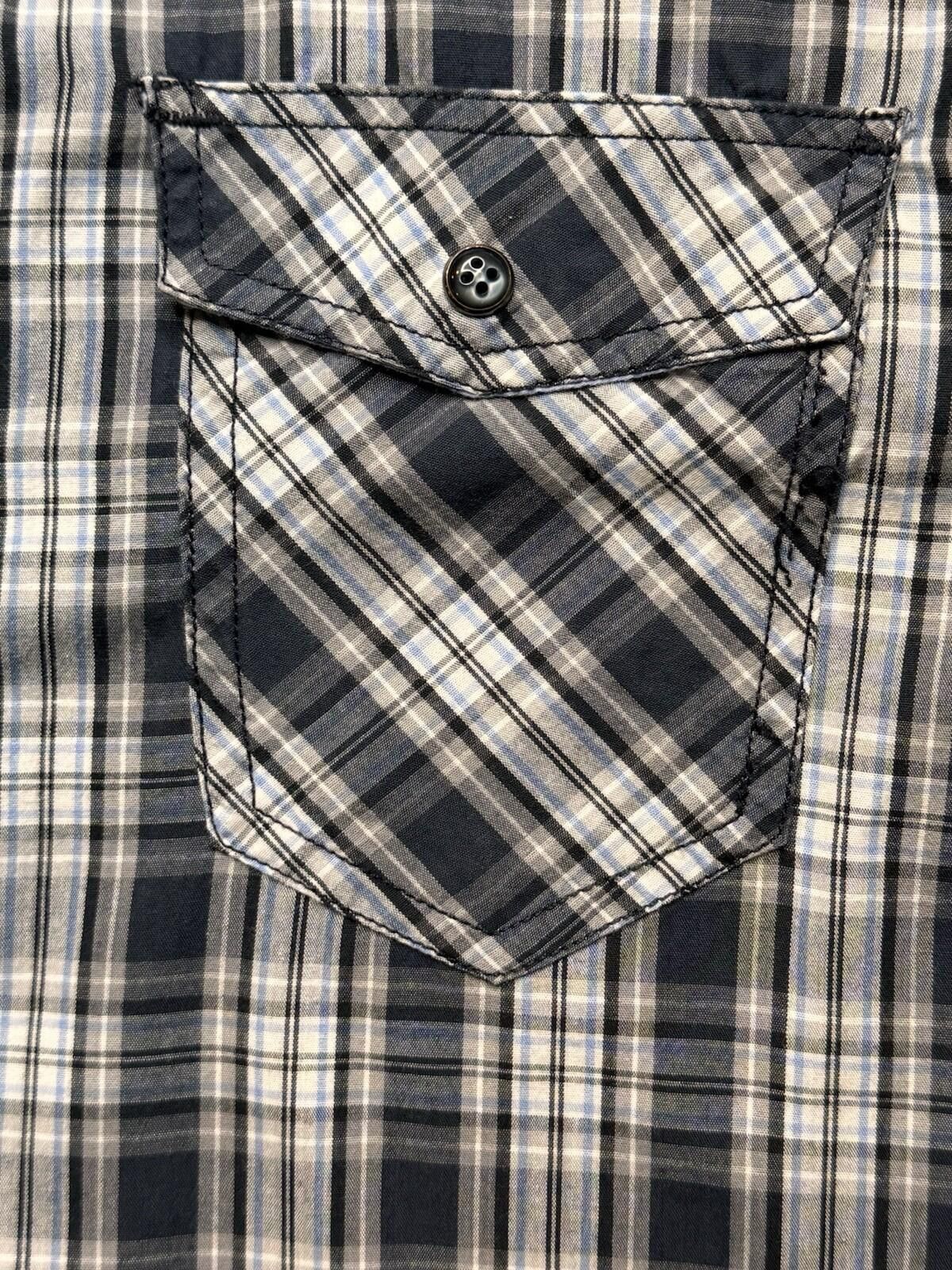Empyre Empyre Men's Lg Gray Plaid Short Sleeve Pearl Snap Up [730] Size US L / EU 52-54 / 3 - 3 Thumbnail