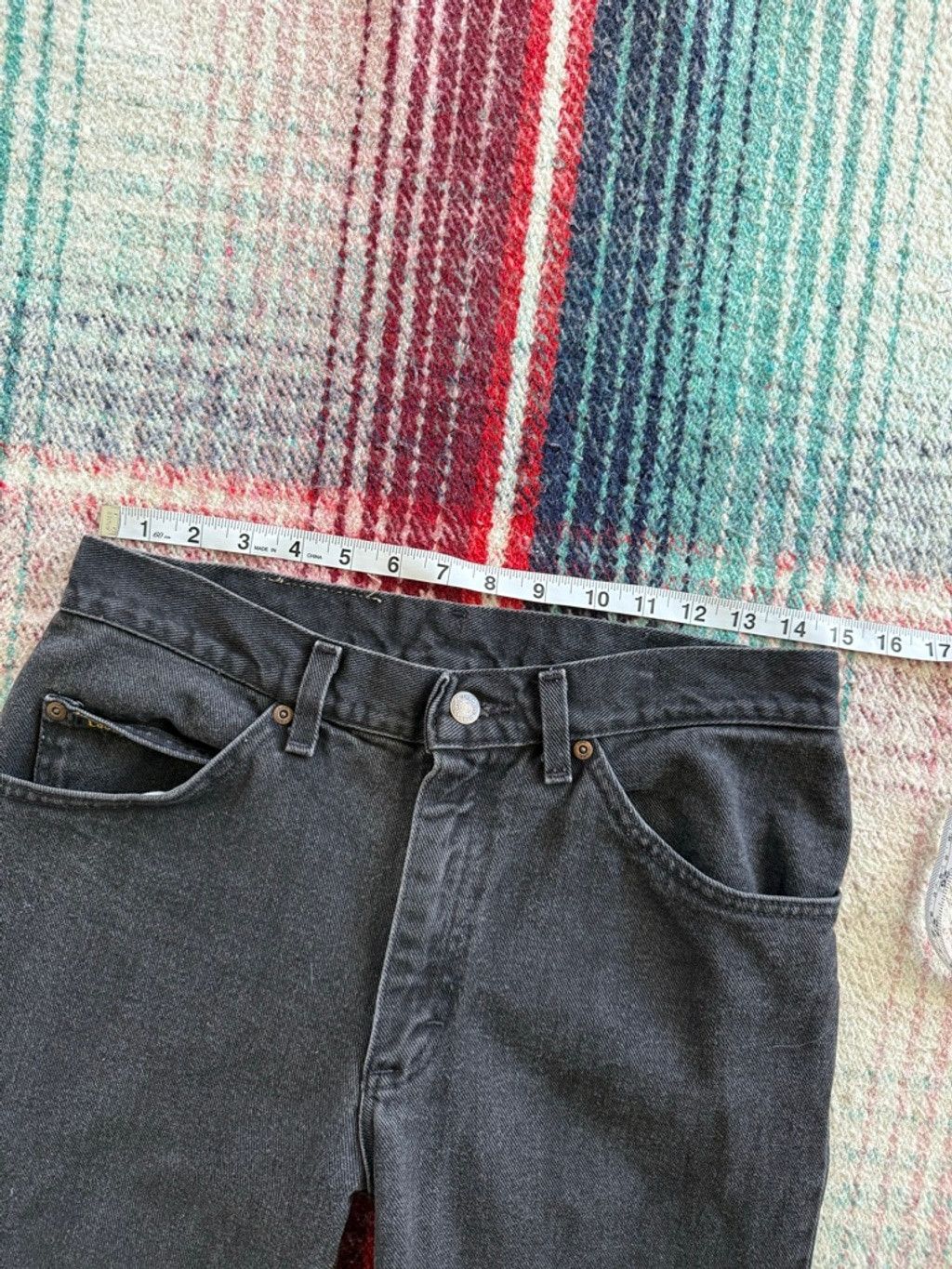Lee × Vintage Vintage Lee Black Straight Leg Jeans 31x29 Size 31" - 7 Thumbnail