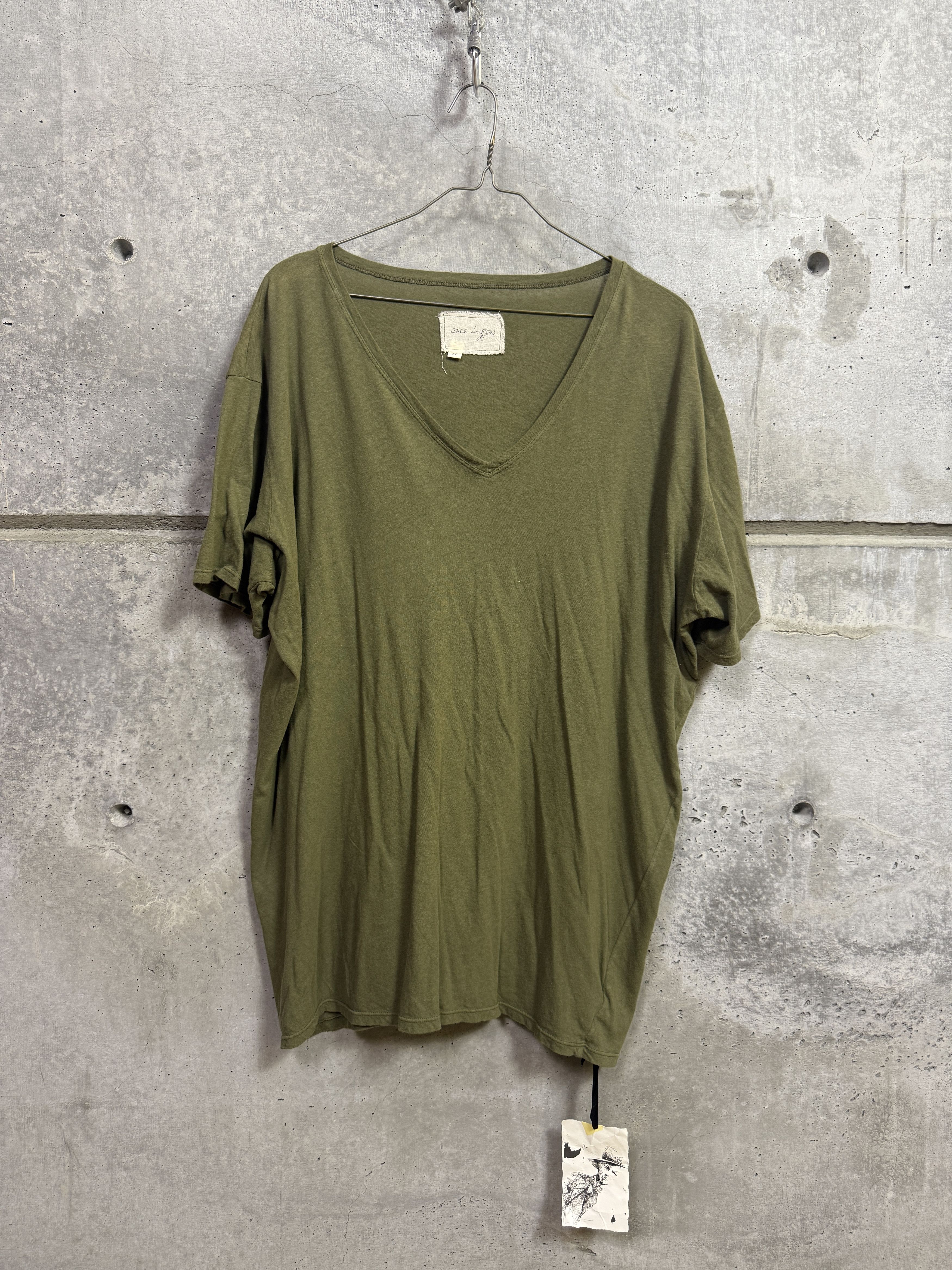 $290 Greg Lauren Green V Neck Tee