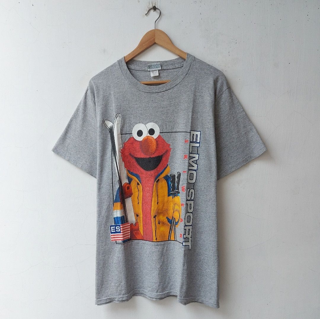 XZ288 Tシャツ エルモ elmo セサミストリート 90s 白 アニメ