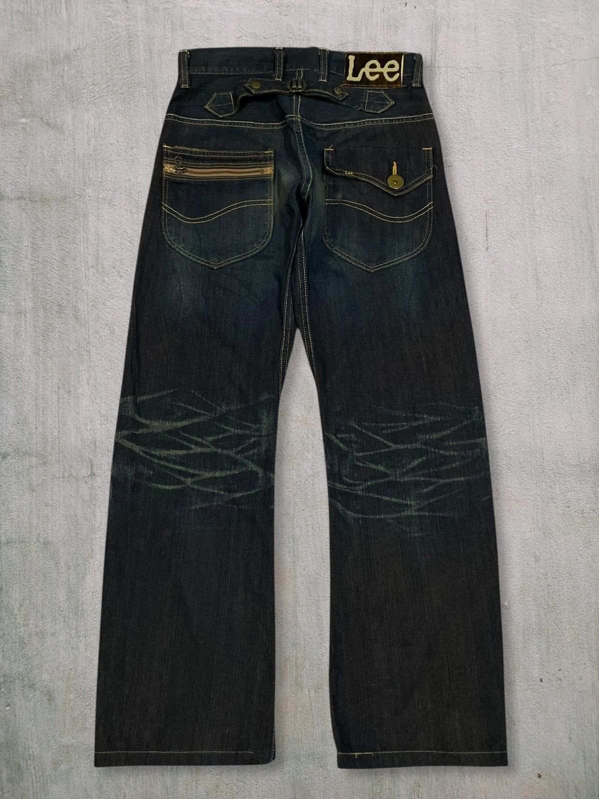 Cowboy Equipment Vintage Lee Cowboy Whisk Mud Wash Wide-Leg Buckle-Back Jeans Size US 30 / EU 46 - 8 Thumbnail