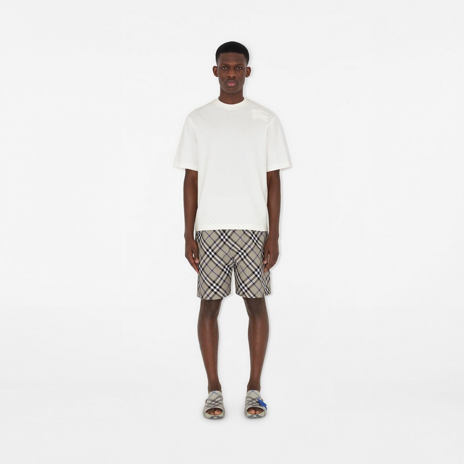 Burberry BURBERRY STINGRAY GRAY RUBBER CHECK & CHARM LOGO SANDALS 43 Size US 10 / EU 43 - 4 Thumbnail