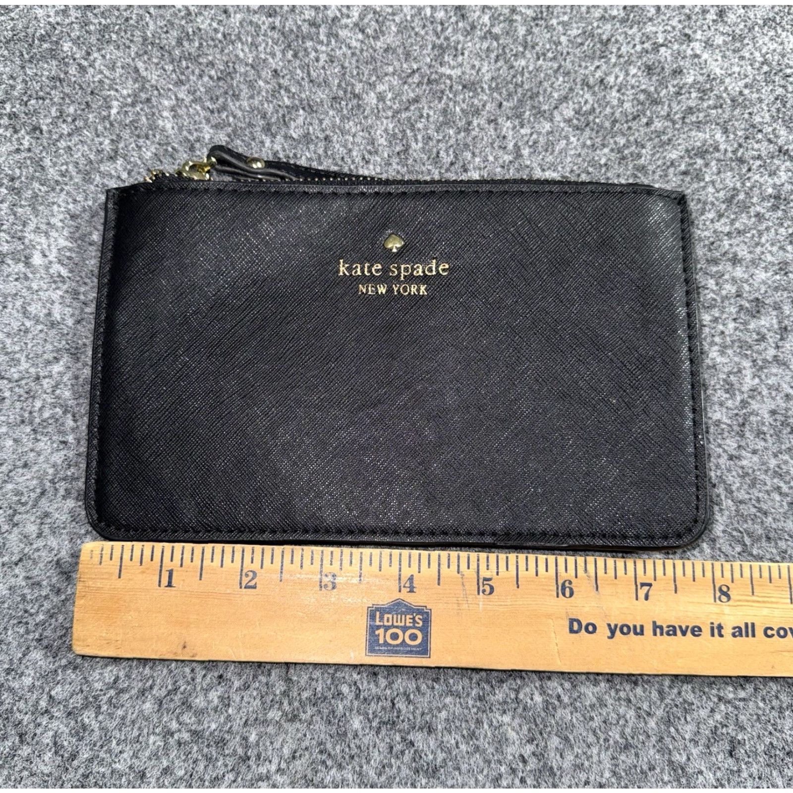 Vintage KATE SPADE Classic Slim Bee Zip Wristlet Black Saffiano Leather Wristlet Bag One Size Women Black 4.6” x 8" Vintage No Size ONE SIZE - 7 Thumbnail