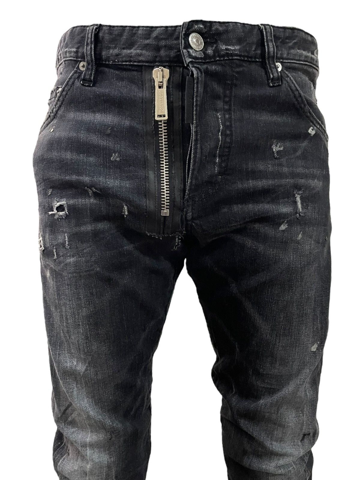 Dsquared2 Dsquared2 Grey Wash Scratch Avant Garde Style Ripped Jeans Size US 31 - 2 Thumbnail