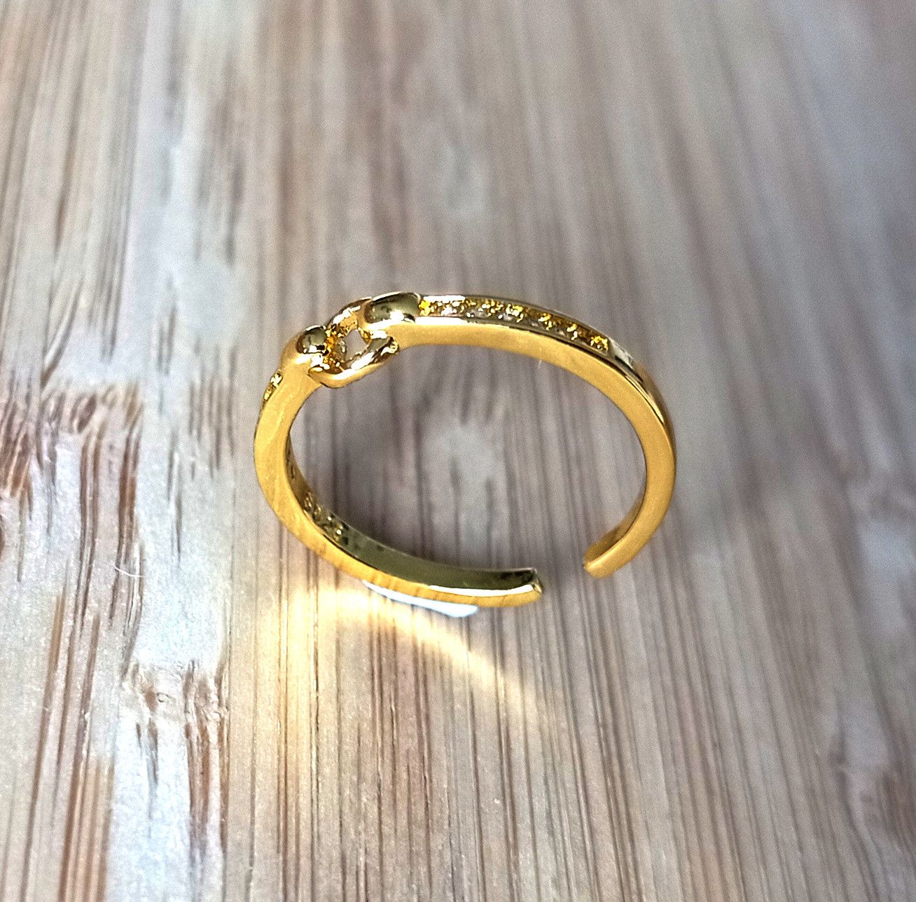Vintage Stunning Tiny O-Link Clear Zircon Gems Silver Gold Ring Size ONE SIZE - 7 Thumbnail
