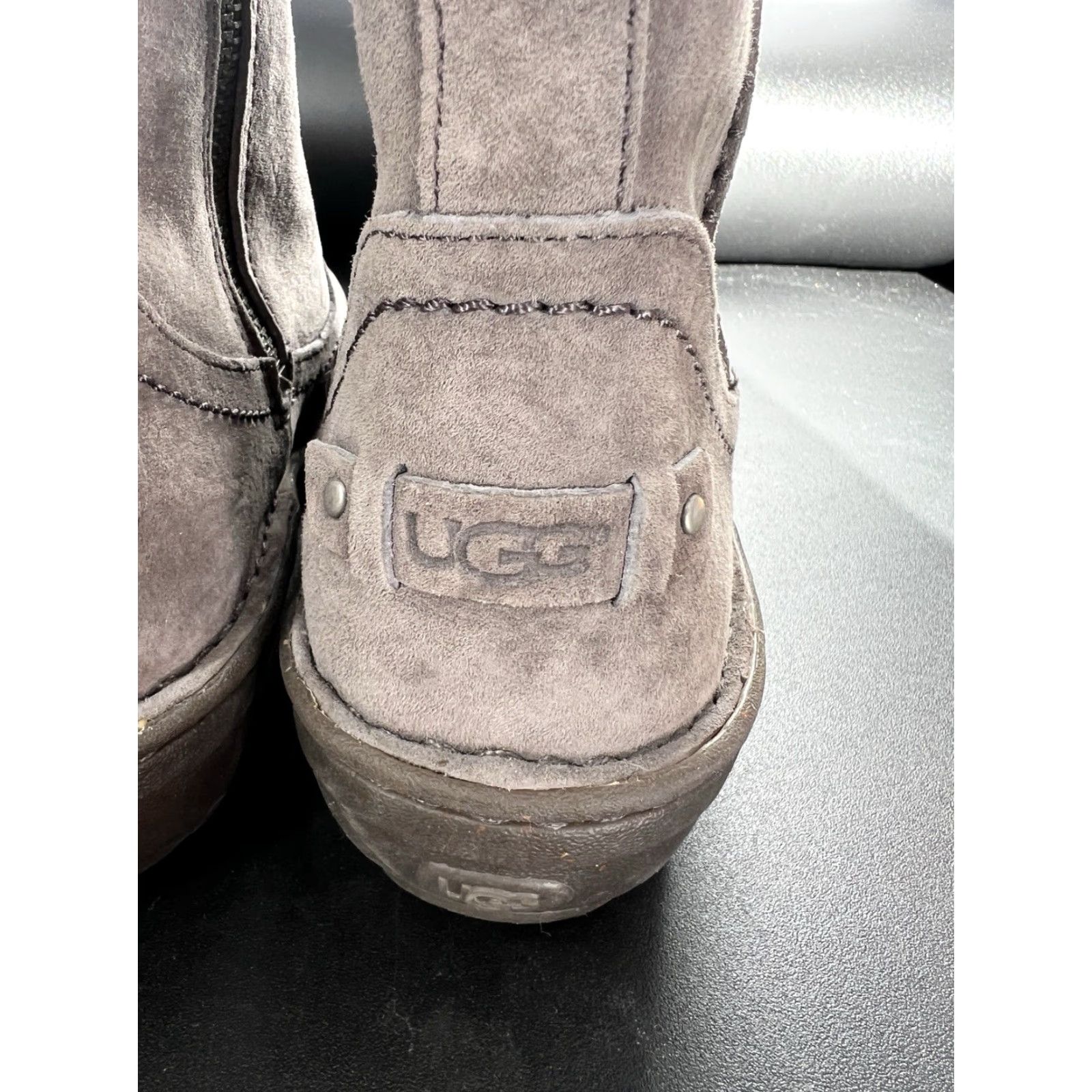 Ugg UGG Womens Neevah Boots - Bootie - Beige Tan Suede - Size 7 - Zip Closure - Shearling Lined - Cushioned Insole - Ankle Bootie - Womens Size US 7 / IT 37 - 4 Thumbnail