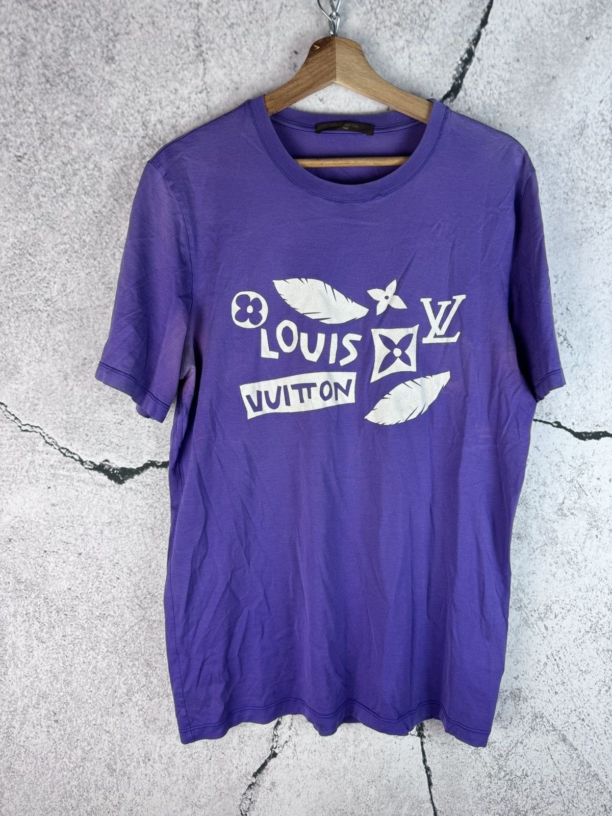 image of Louis Vuitton Spellout Tshirt in Blue Purple, Men's (Size XL)