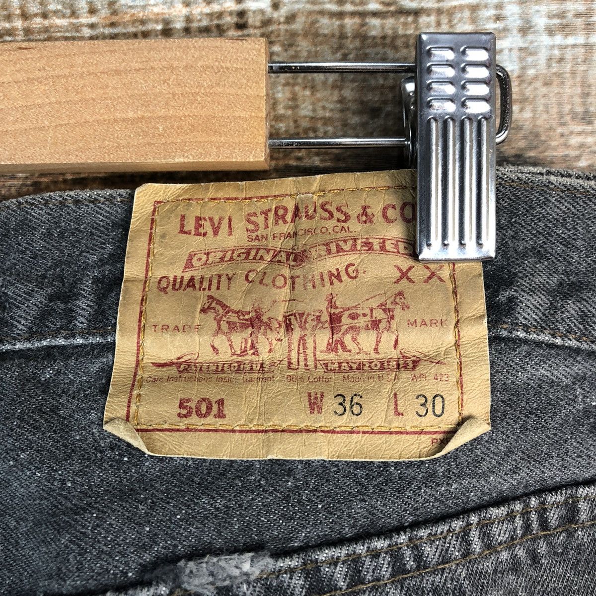 Levi's Levis 501 vintage Grey ripped Distressed Denim Pants #A2604 Size US 36 / EU 52 - 20 Thumbnail