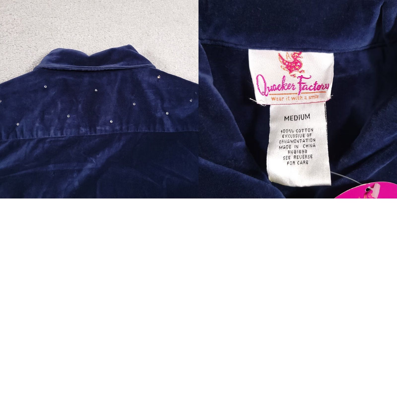 Quacker Factory VINTAGE Quacker Factory Zip Jacket Women's Medium Blue Long Sleeve Rhinestone Studded Jacket Size M / US 6-8 / IT 42-44 - 9 Thumbnail