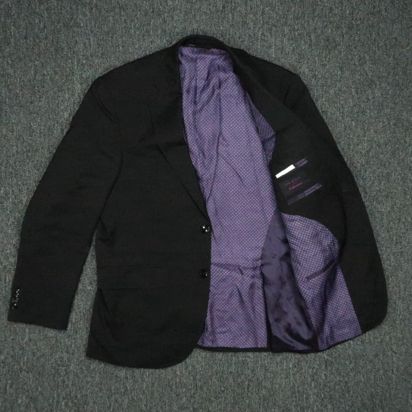 Ted Baker Ted Baker Blazer Mens 40 Regular Black Wool Suit Jacket Double-Vented Formal Size 40R - 3 Thumbnail