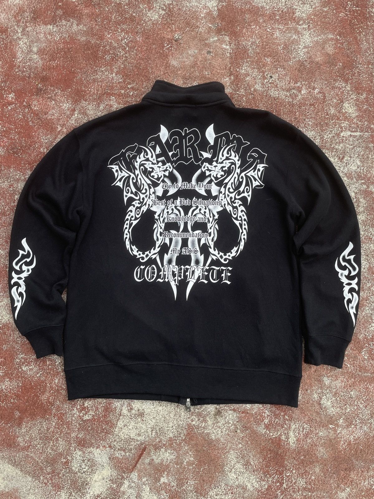 Japanese Brand 2000s Japanese arcive Fur Hoodie Karma Black Triball Gothic Size US L / EU 52-54 / 3 - 3 Thumbnail