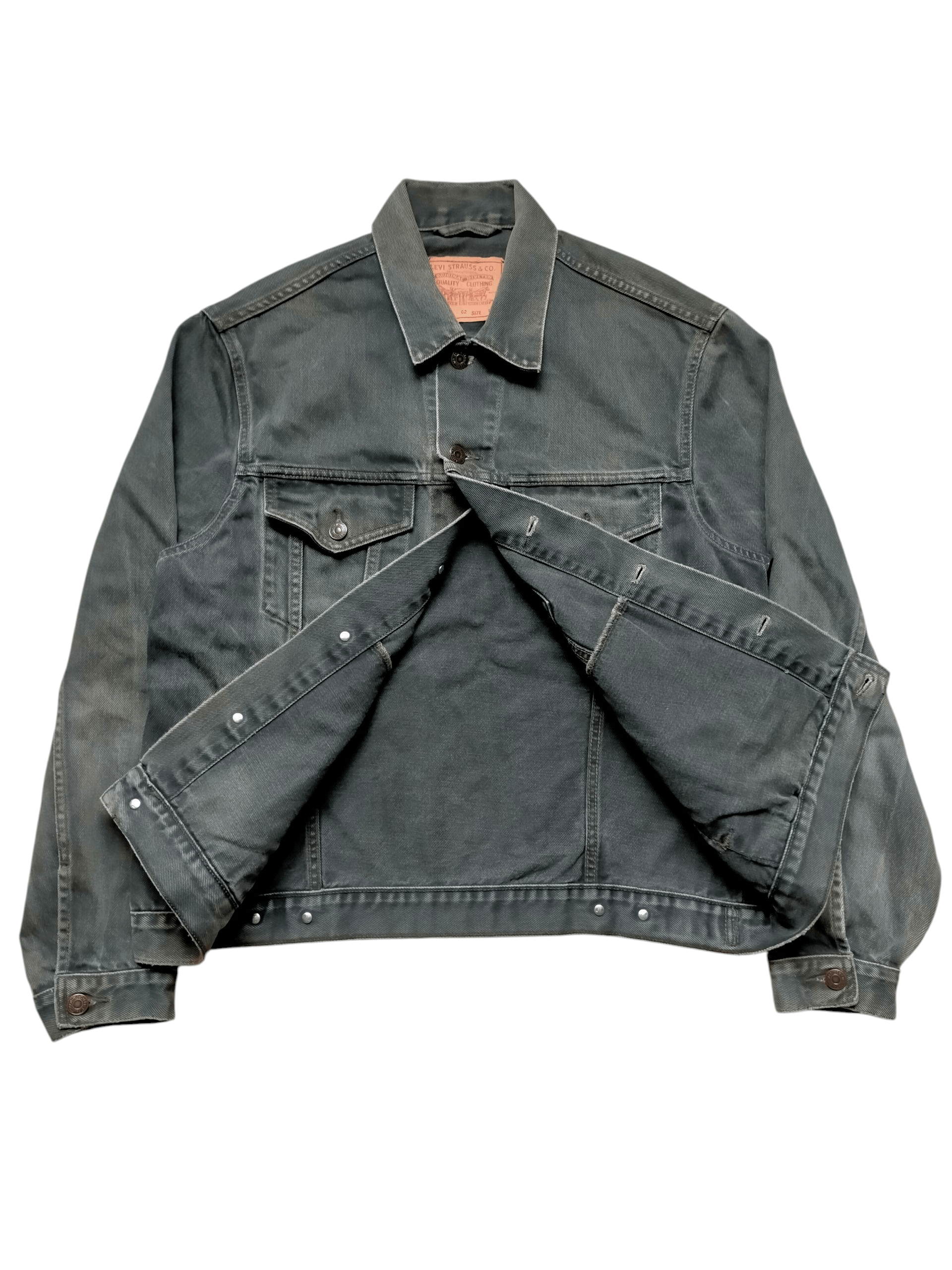 Levi's Vintage 90s Levis 503 Super Black Trucker Jacket Jeans Size US L / EU 52-54 / 3 - 3 Thumbnail