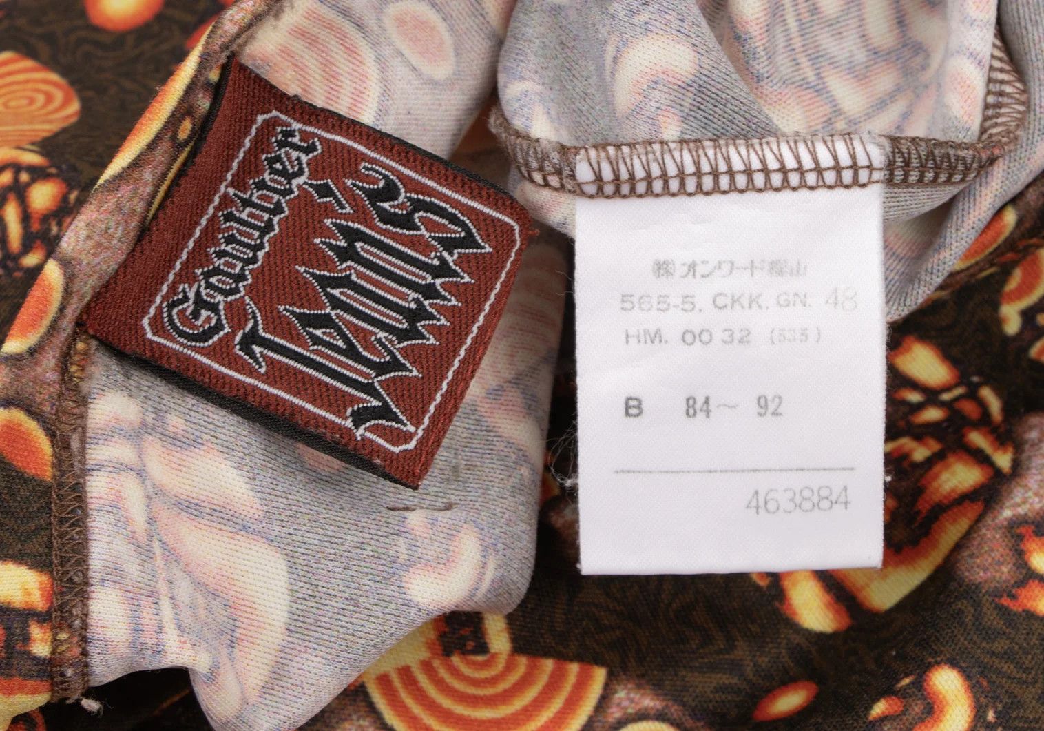 Jean Paul Gaultier Psychedelic Round Hem T-Shirt in Orange Brown Size US M / EU 48-50 / 2 - 12 Thumbnail
