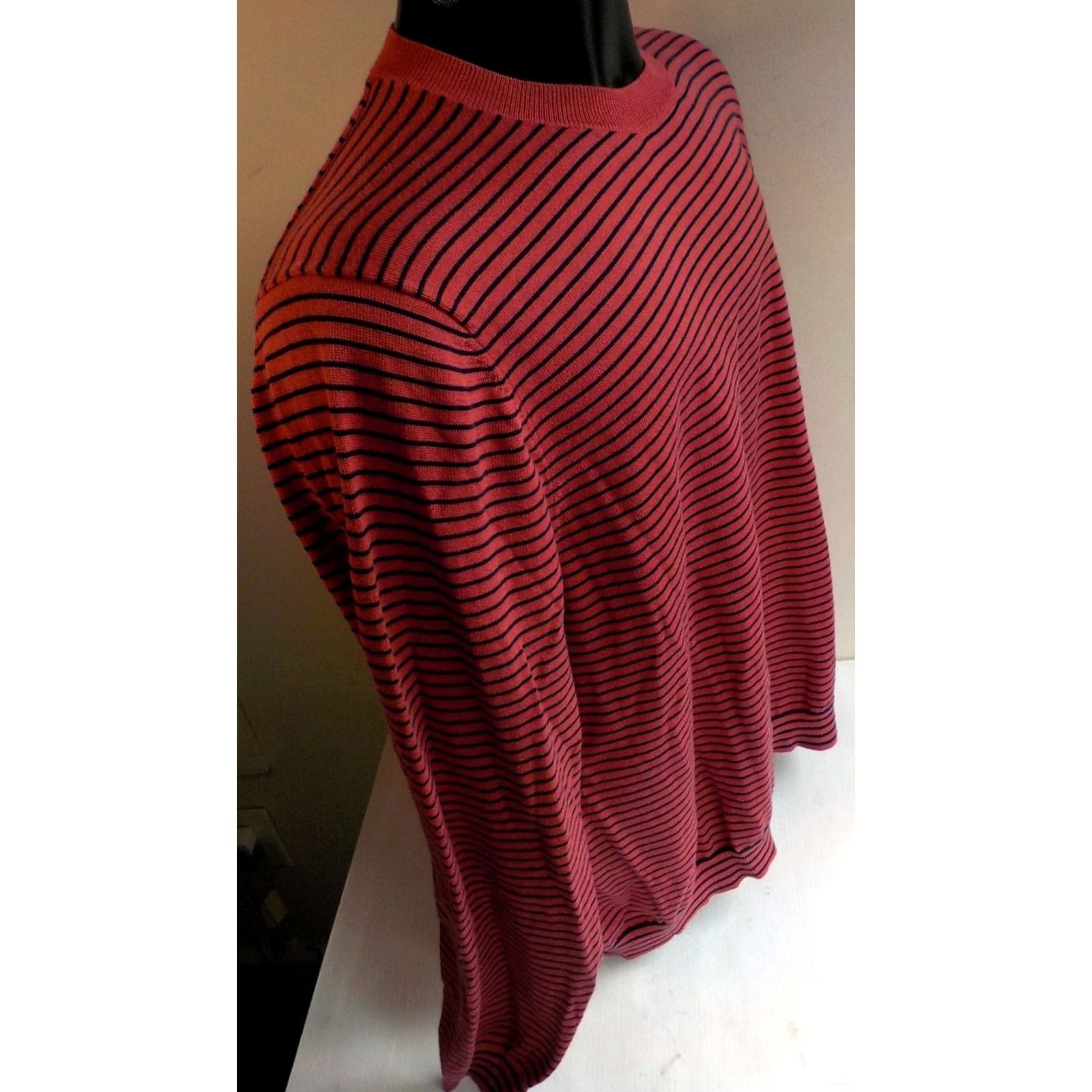 Brooks Brothers BROOKS BROTHERS LS Striped Pullover Crewneck Sweater-Dark Pink/Navy-Cotton-SZ LG Size US L / EU 52-54 / 3 - 3 Thumbnail