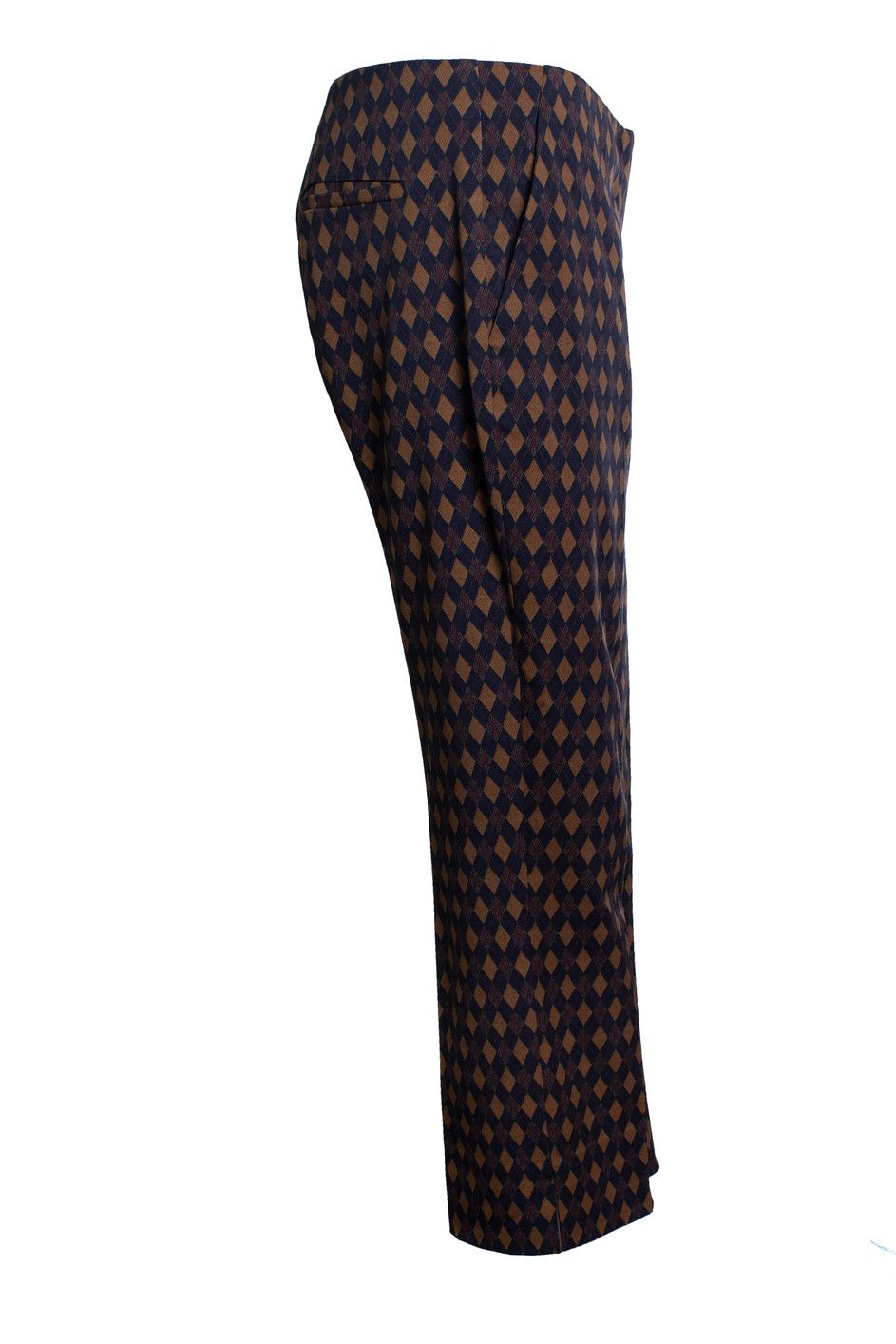 Prada Prada, Diamond printed pantalon in blue and brown Size 30" / US 8 / IT 44 - 2 Thumbnail