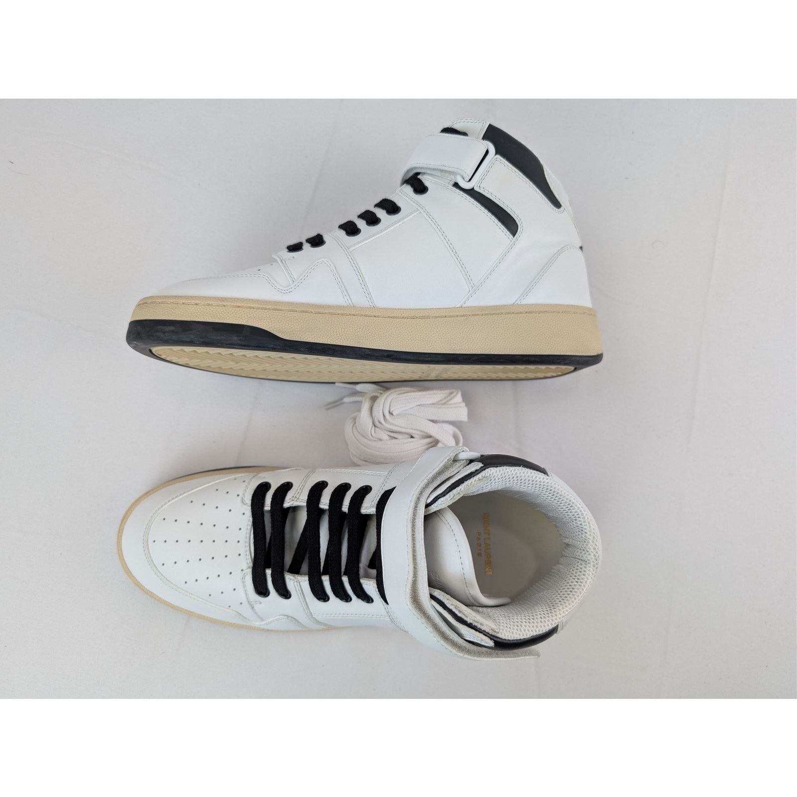 Saint Laurent Paris o1rshd1 Lax Mid top sneakers in Blanc optique/nero Size US 10 / EU 43 - 1 Thumbnail