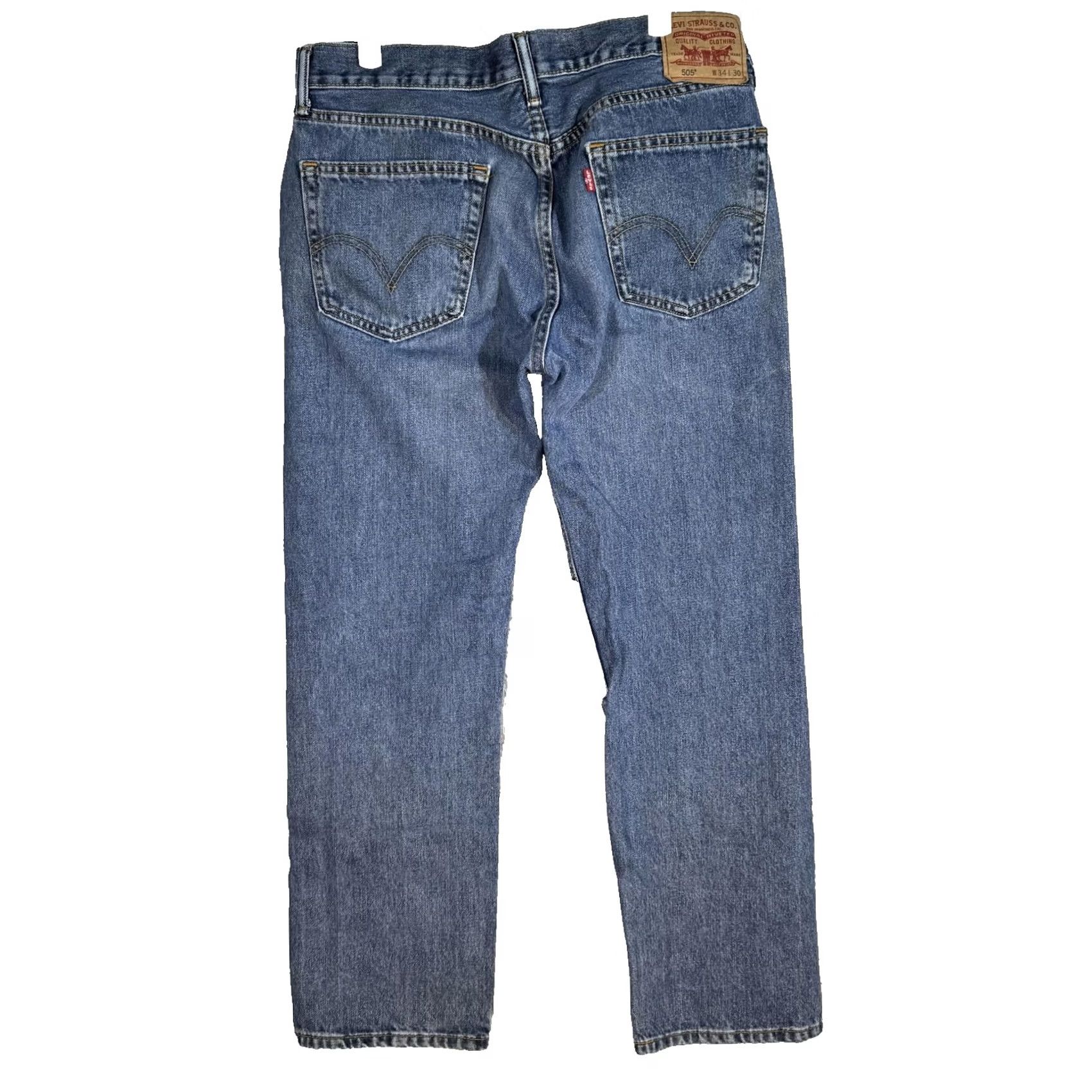 Levi's Levi's 505 Jeans Mens 34x30 Blue Denim Straight Medium Wash Classic Pants Regular Rise 505 Straight Fit Jeans Mens Size US 34 / EU 50 - 2 Thumbnail