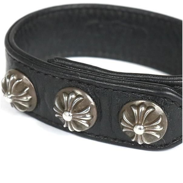 CHROME HEARTS 3 BUTTON 2 SNAP LEATHER BRACELET bangle