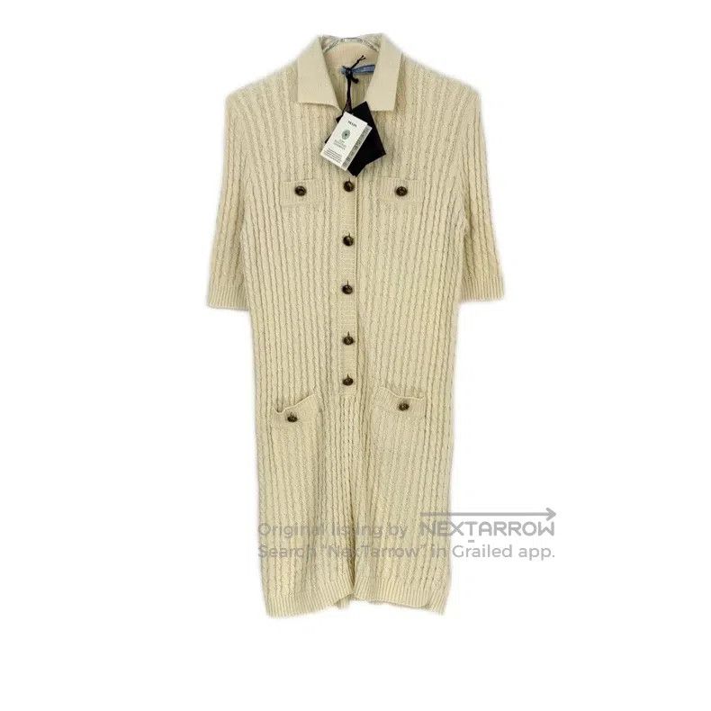 Prada Prada Beige hemp short-sleeved dress Size M / US 6-8 / IT 42-44 - 1 Thumbnail