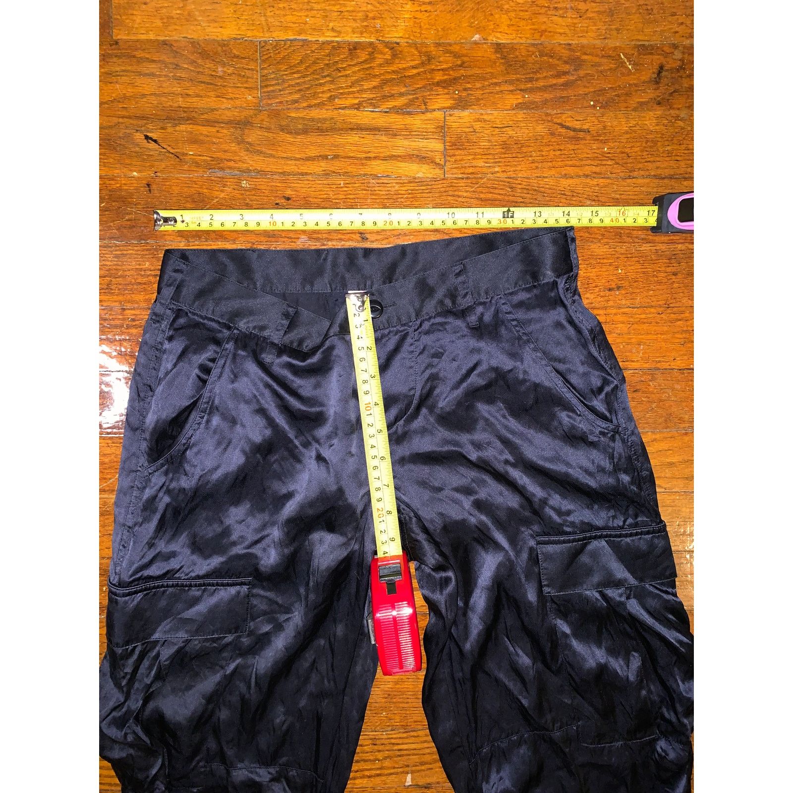 Joie × Vintage Joie Black Silk Cargo Pants Womens Size 28 Y2K Parachute Size 28" / US 6 / IT 42 - 9 Thumbnail