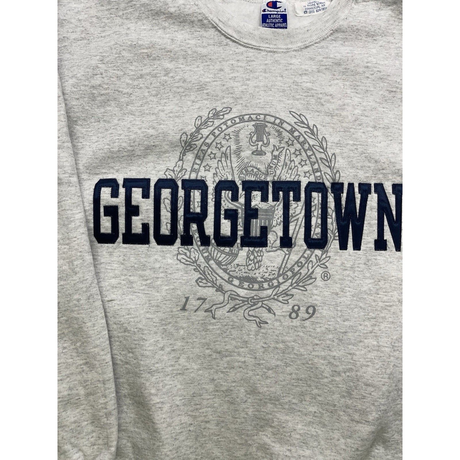 Champion Vintage 90s Champion Georgetown Sweatshirt LARGE Gray Blue L Size US L / EU 52-54 / 3 - 2 Thumbnail
