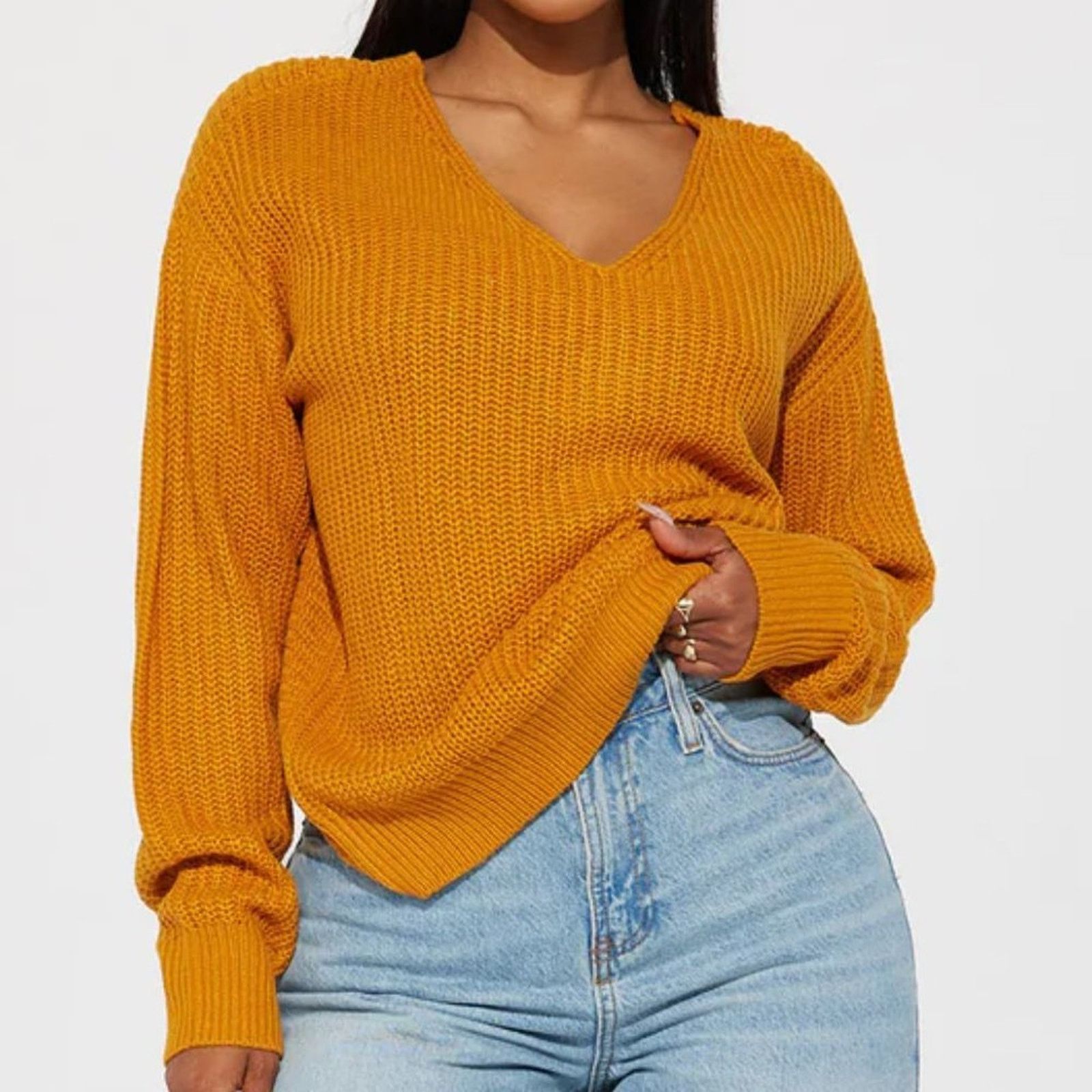 Other Reversible Twisted Knit Long Sleeve Fall Sweater Mustard M Size M / US 6-8 / IT 42-44 - 11 Thumbnail