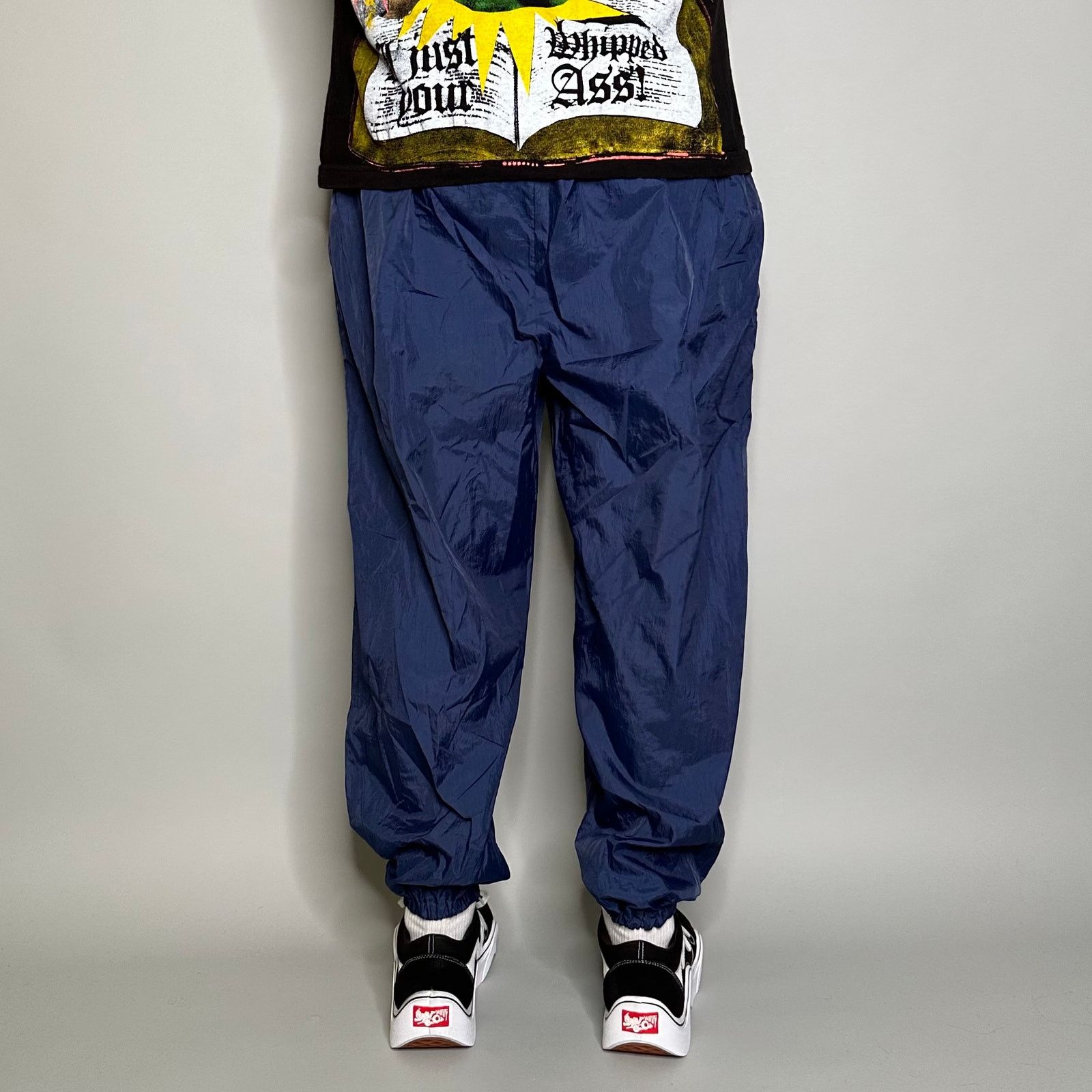 Spalding Vintage 90s Track Pants Mens L Navy Blue Nylon Joggers Cuffs Size US 34 / EU 50 - 3 Thumbnail