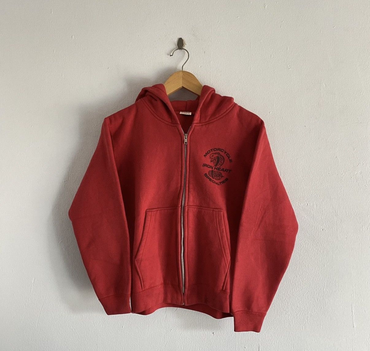 Iron Heart red zip up hoodie Size XS #biker #skater